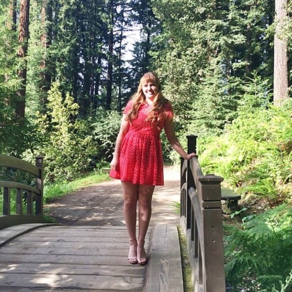 Anthropologie Pink Floral Lace Dress - Picture 5 of 5